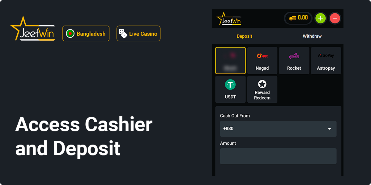 Access Cashier and Deposit Money in Jeetwin Account